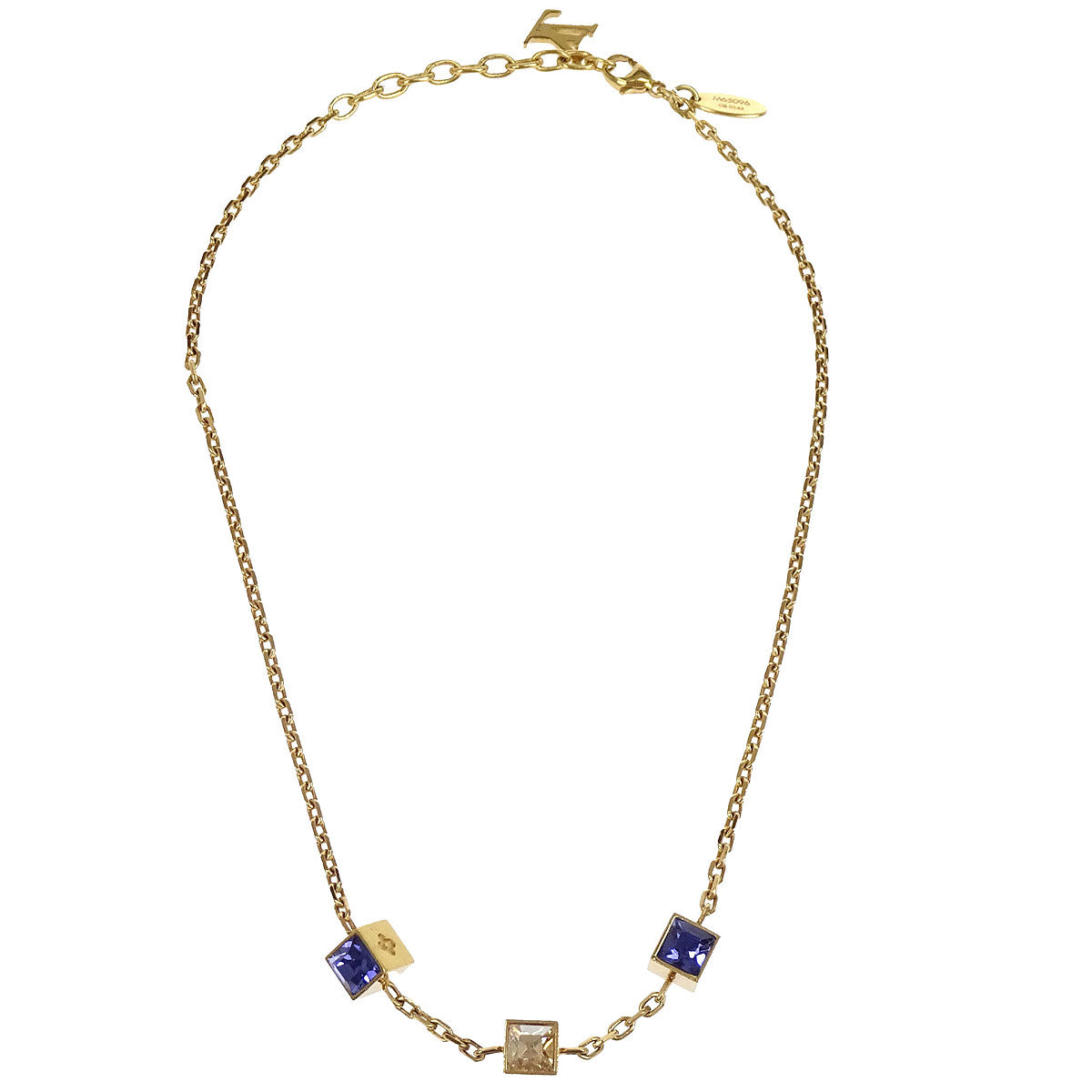 Louis Vuitton 2013 Collier Gamble Necklace Rhinestone Gold M65096 OB0143