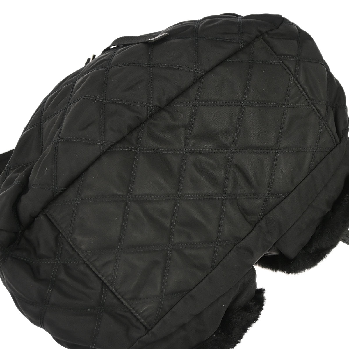 Prada Black Fur Nylon Backpack