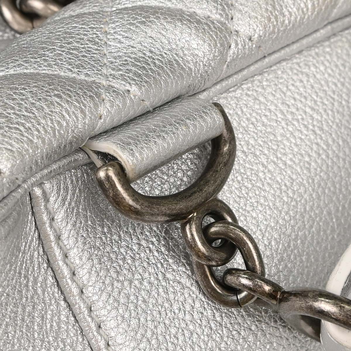 Chanel Metallic Silver Calfskin Casual Rock Backpack