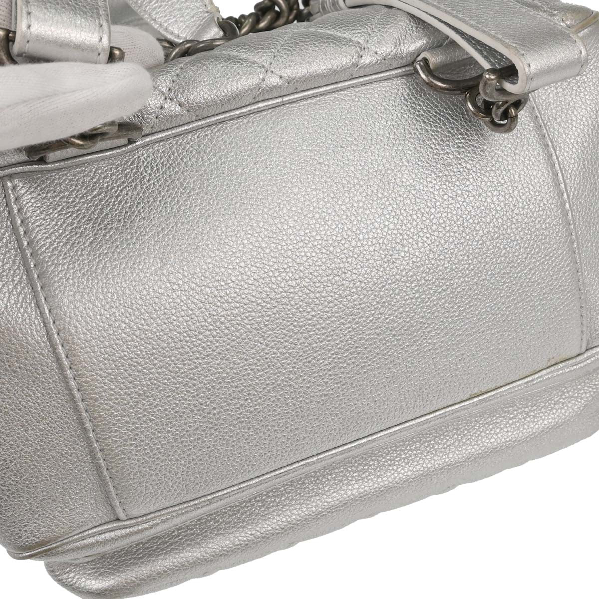 Chanel Metallic Silver Calfskin Casual Rock Backpack