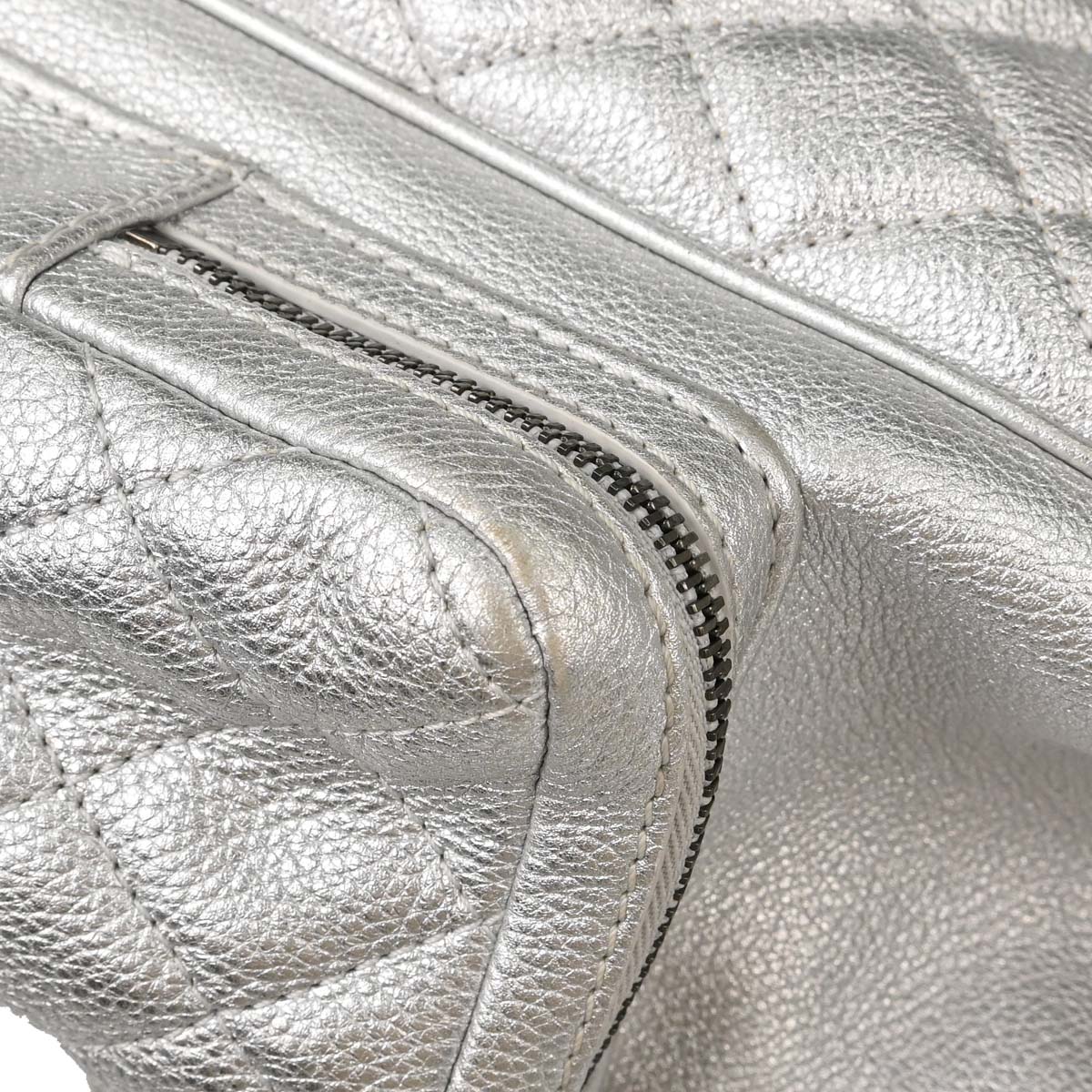 Chanel Metallic Silver Calfskin Casual Rock Backpack