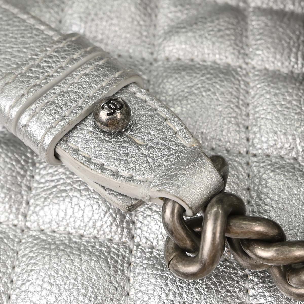 Chanel Metallic Silver Calfskin Casual Rock Backpack
