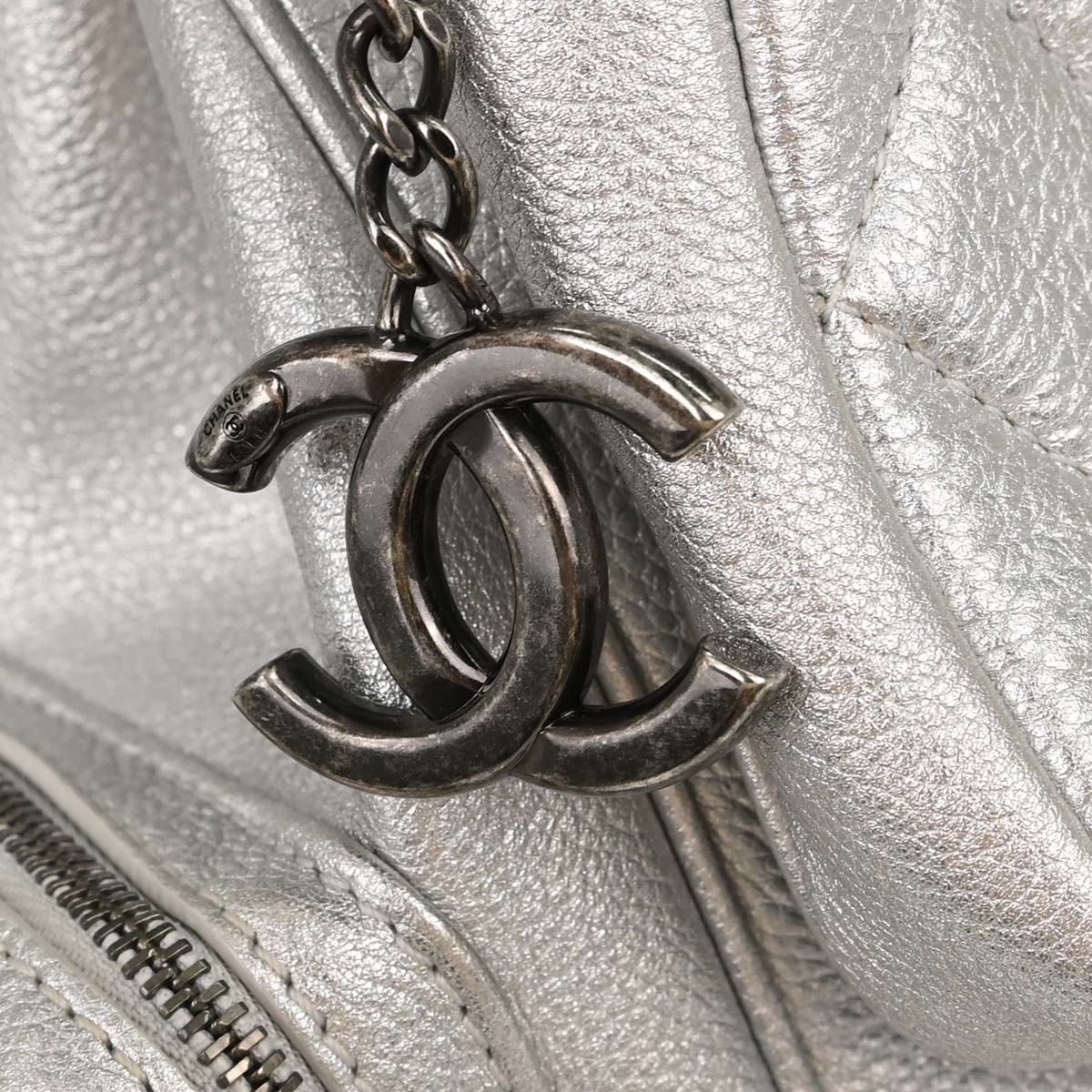 Chanel Metallic Silver Calfskin Casual Rock Backpack