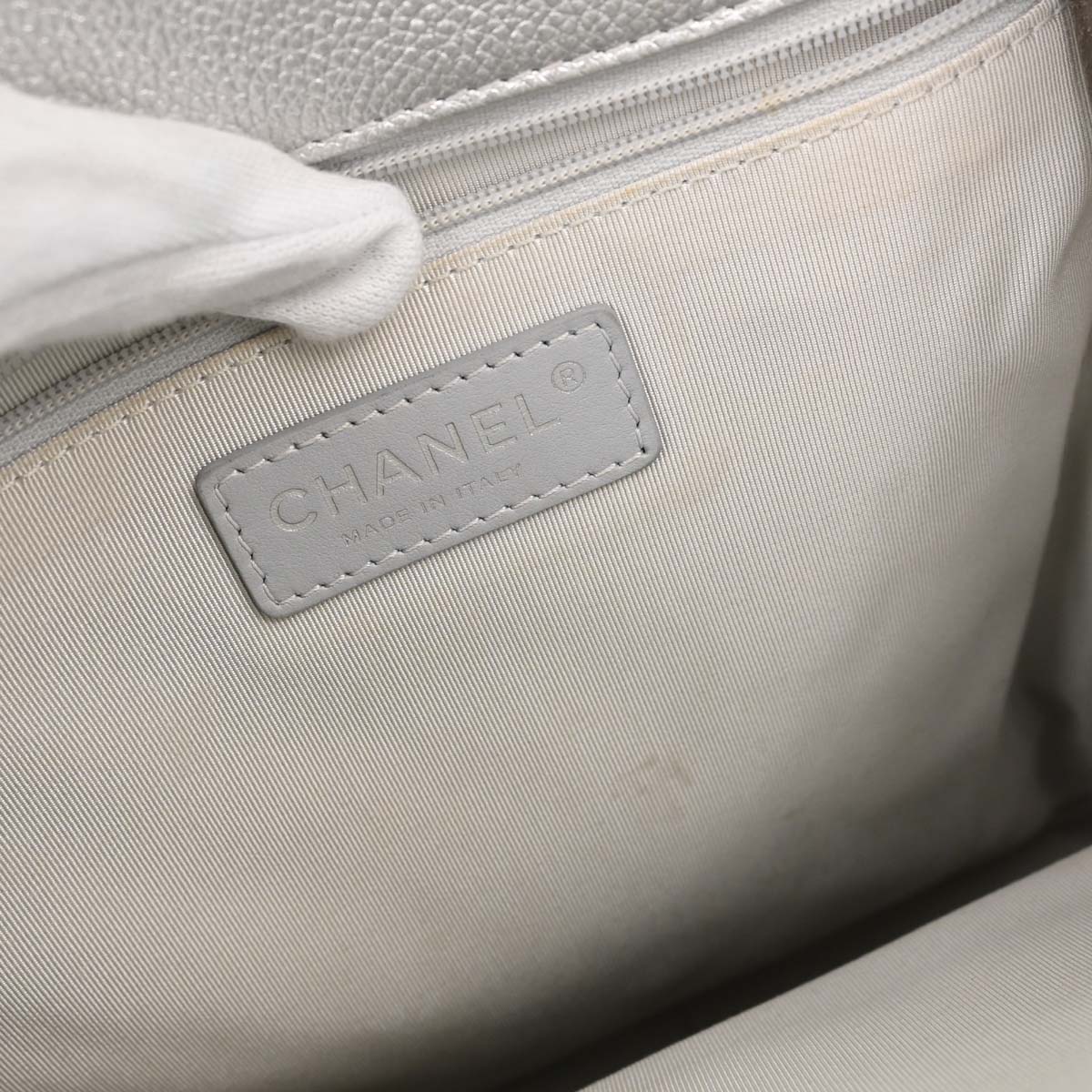 Chanel Metallic Silver Calfskin Casual Rock Backpack