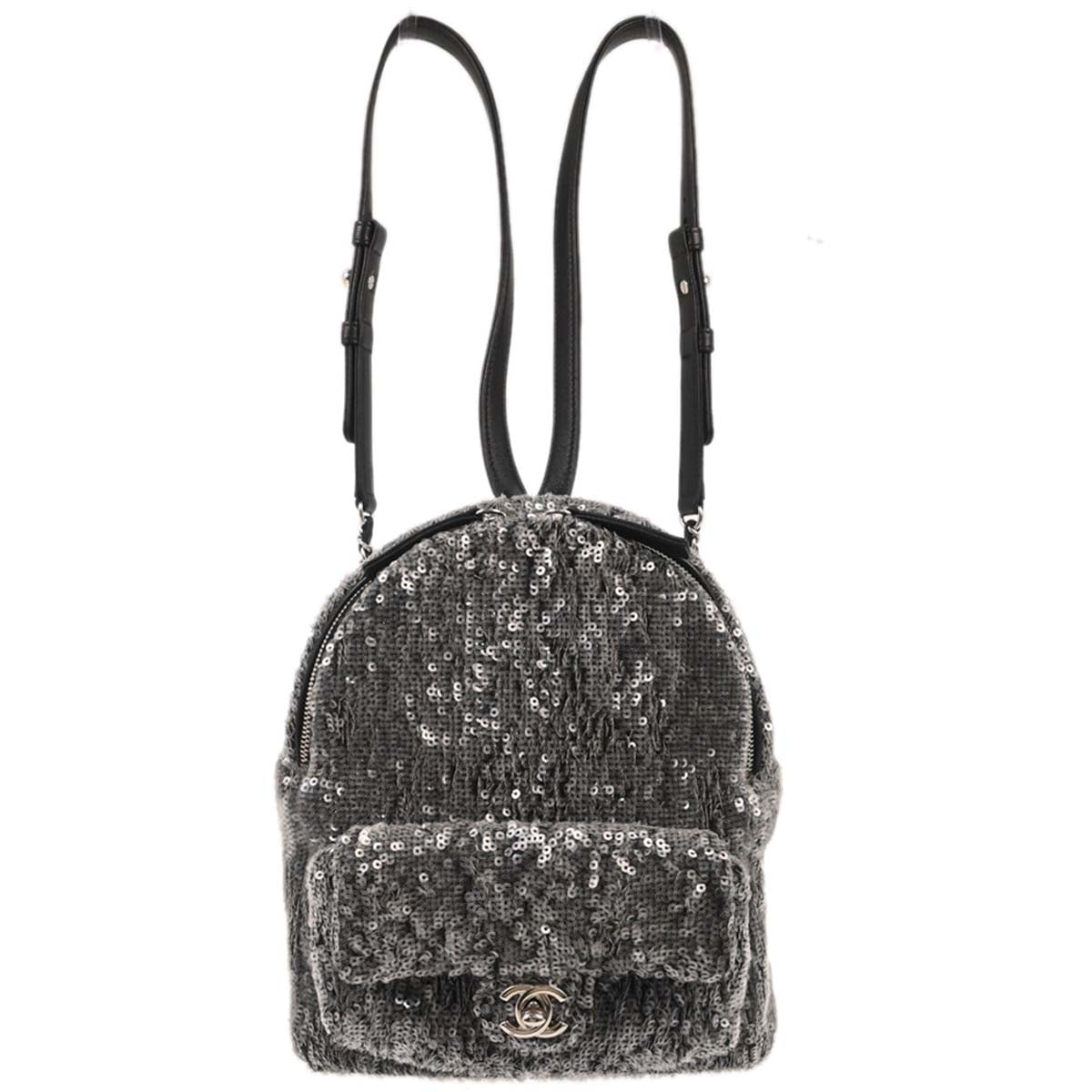 Chanel 2018 Gray Sequins Waterfall Backpack