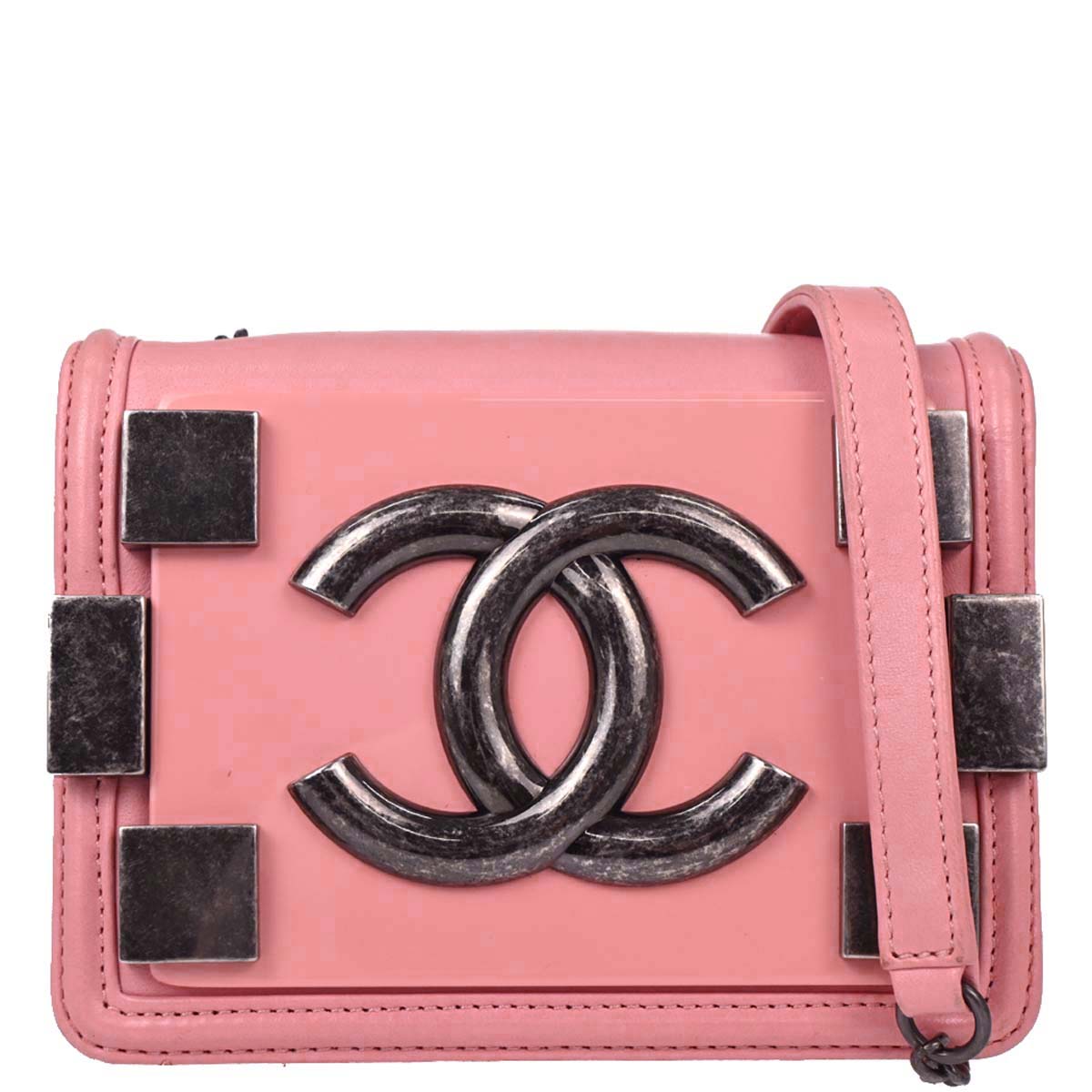 Chanel 2013-2014 Pink Lambskin Boy Brick Flap Bag Shoulder Bag