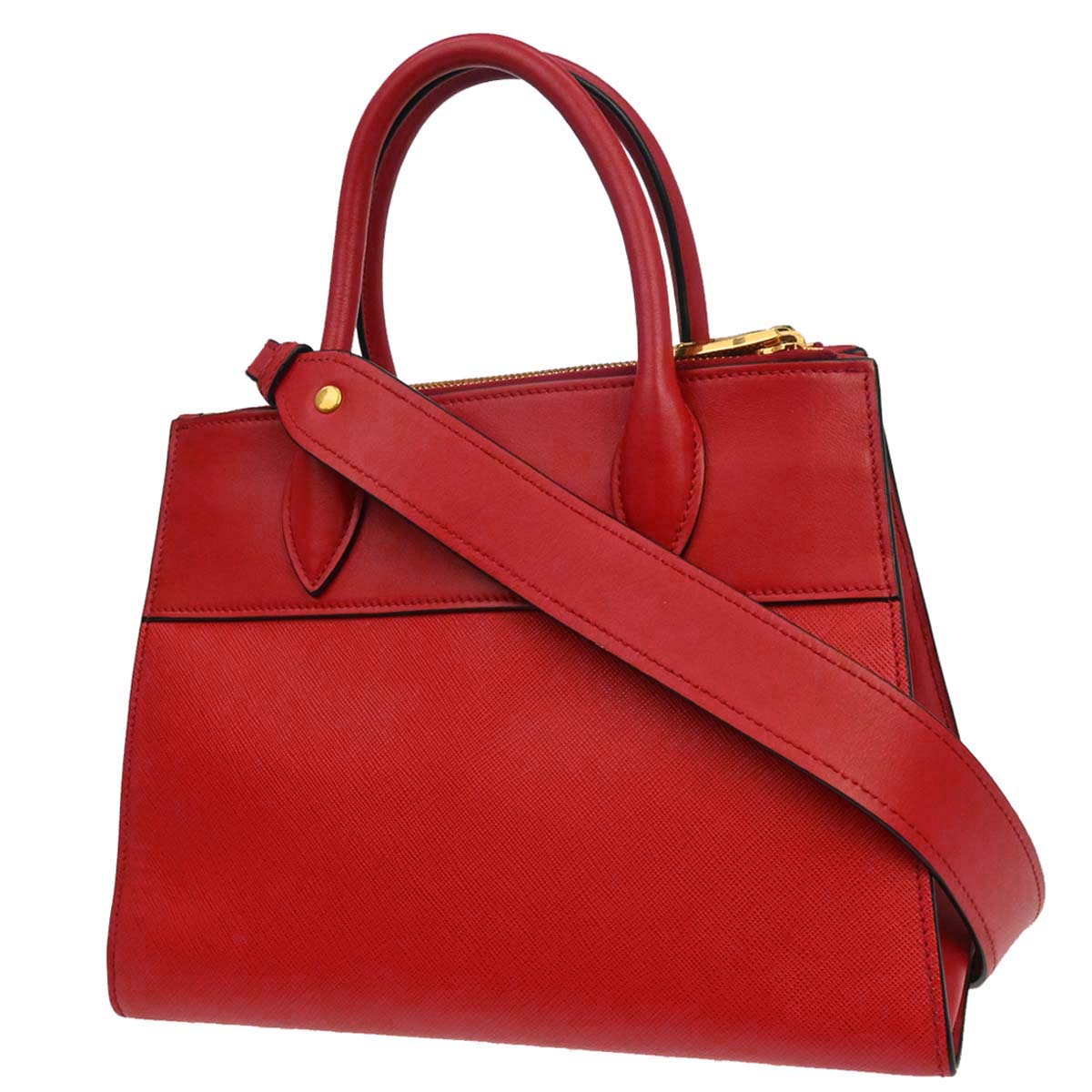 Prada Red Leather Paradigm 2way Shoulder Tote Handbag