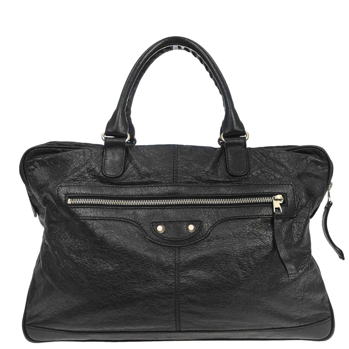 Balenciaga Black Lambskin Briefcase Business Handbag