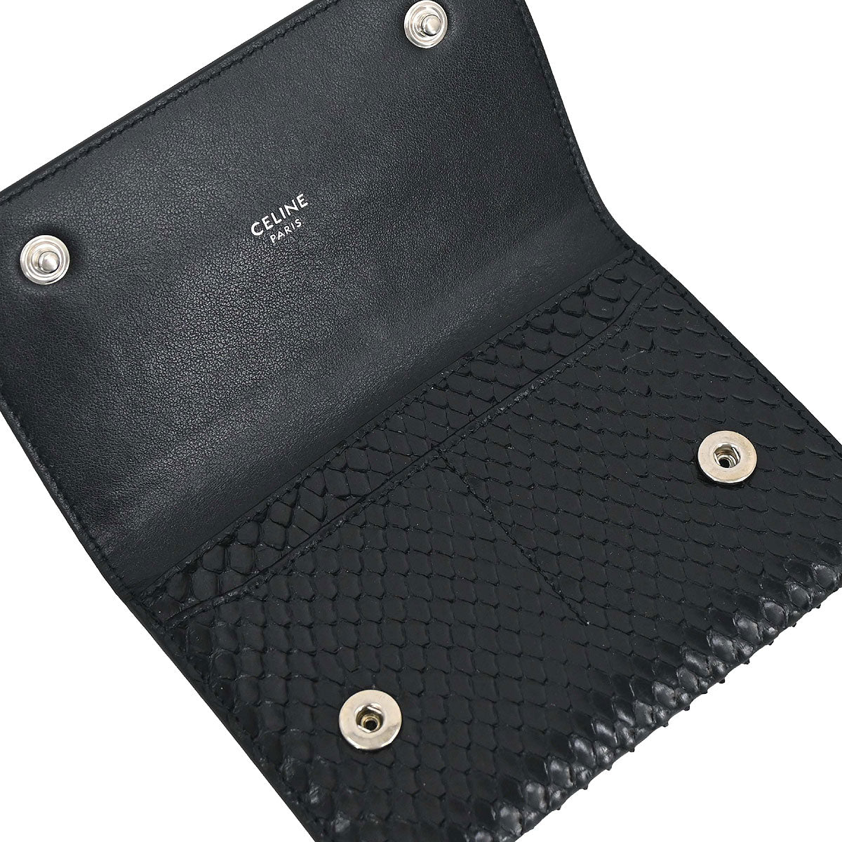 Celine Black Python Wallet with Chain