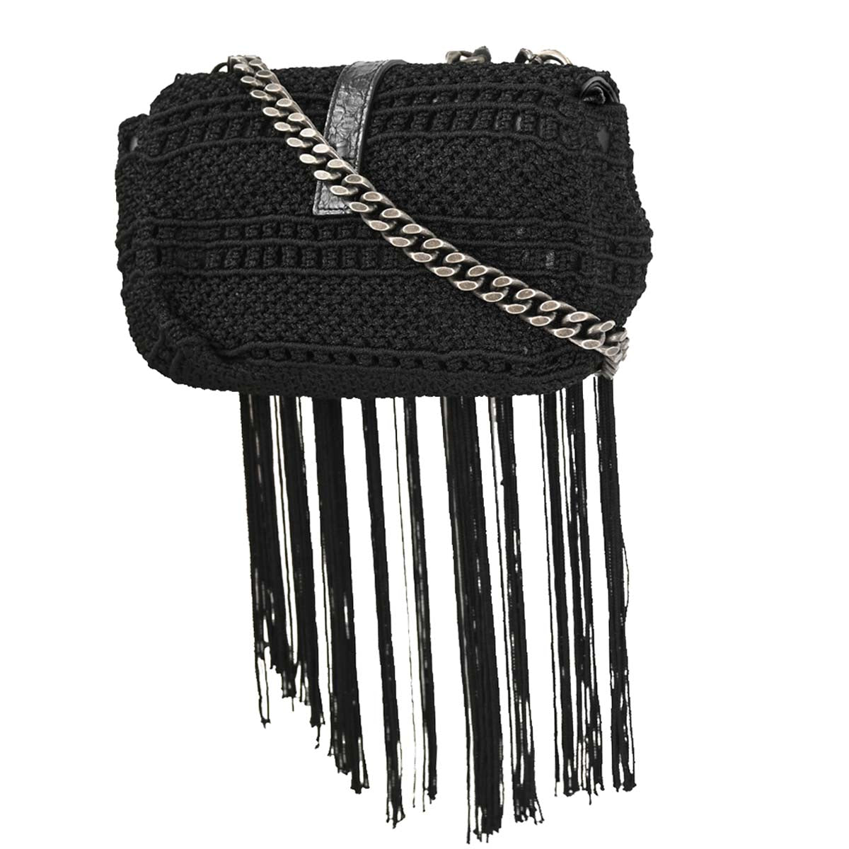 Saint Laurent Black Baby Crochet Chain Shoulder Bag