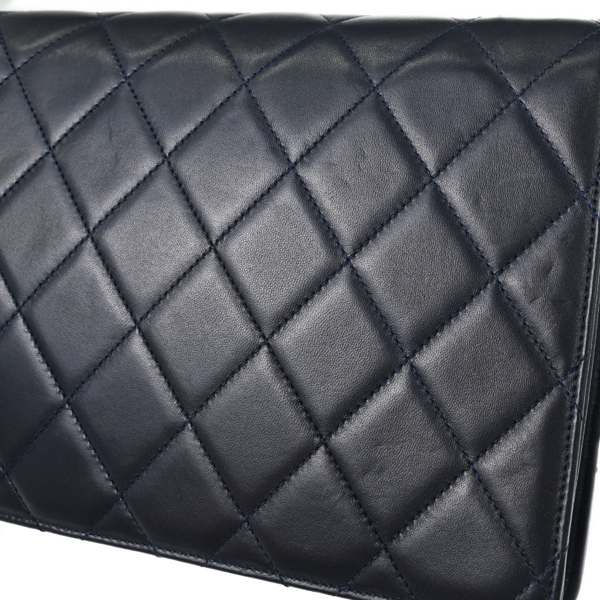 Chanel Navy Lambskin Golden Class Flap Shoulder Bag