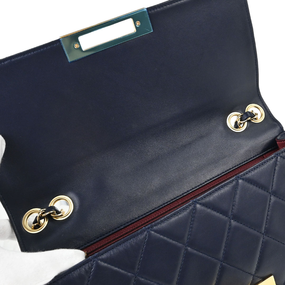 Chanel Navy Lambskin Golden Class Flap Shoulder Bag