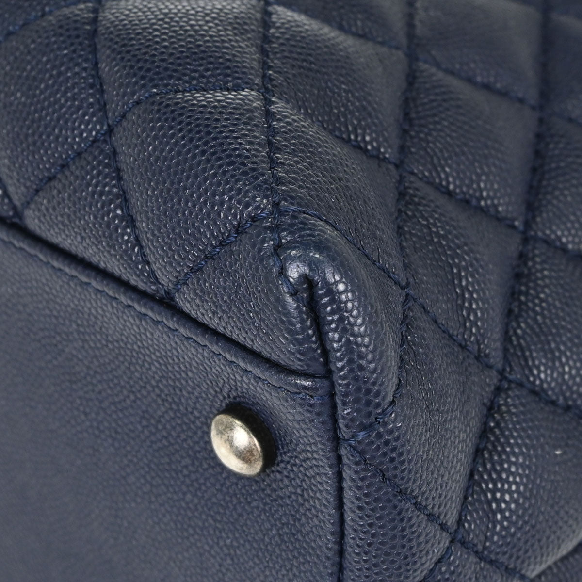 Chanel 2017 Navy Caviar Skin Coco Handle 2way Shoulder Handbag
