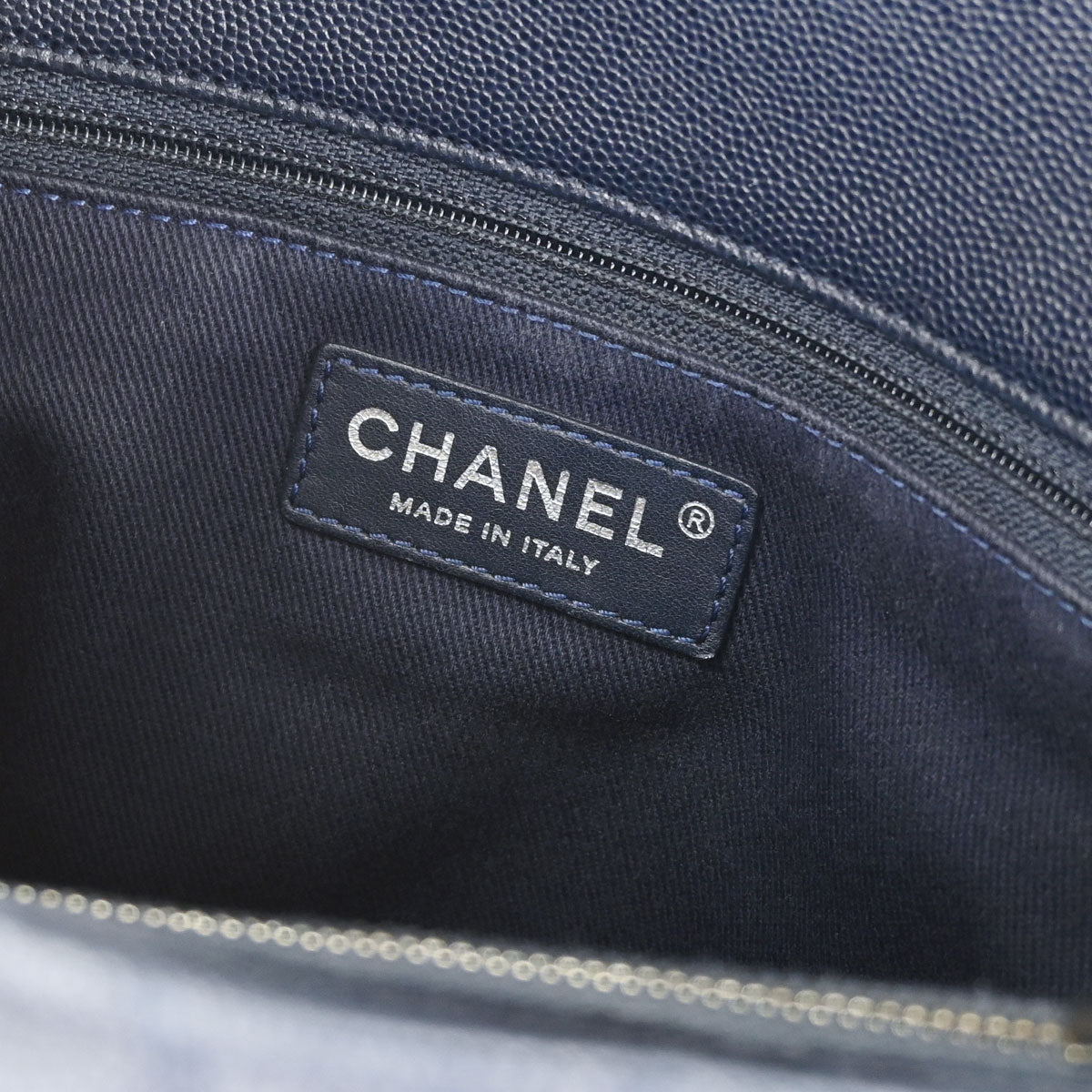 Chanel 2017 Navy Caviar Skin Coco Handle 2way Shoulder Handbag