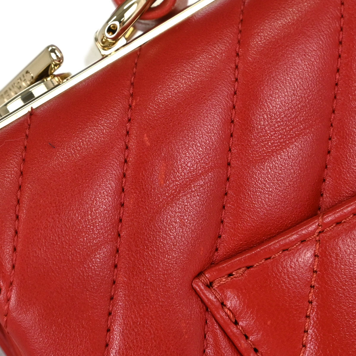 Chanel 2019 Red Lambskin Trendy CC Chevron Top Handle 2way Shoulder Handbag