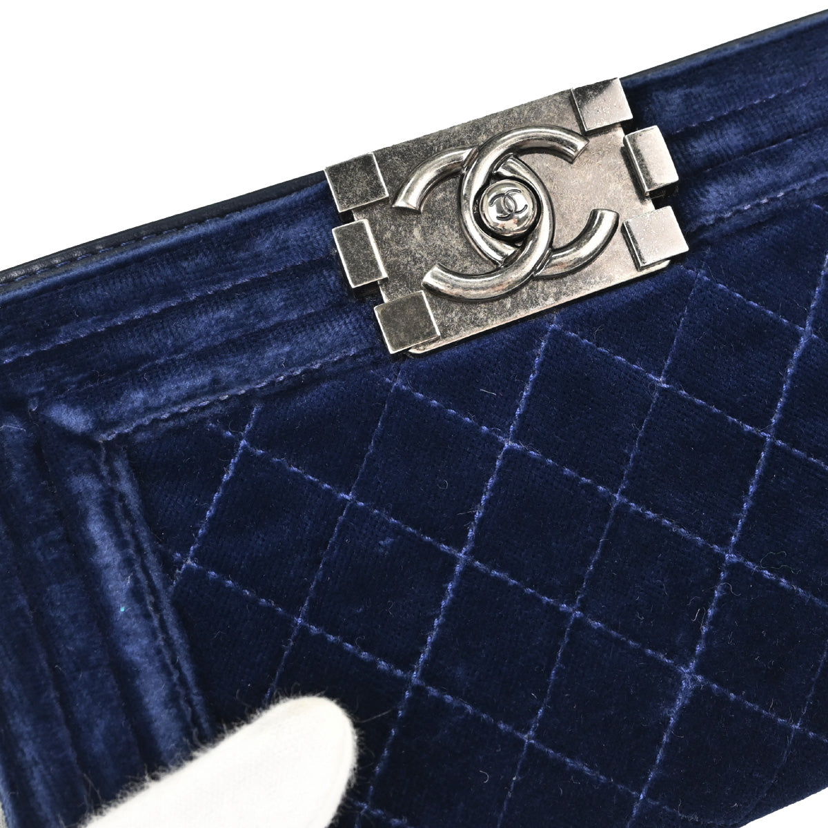 Boy Chanel 2012-2013 Navy Velvet Small Chain Shoulder Bag