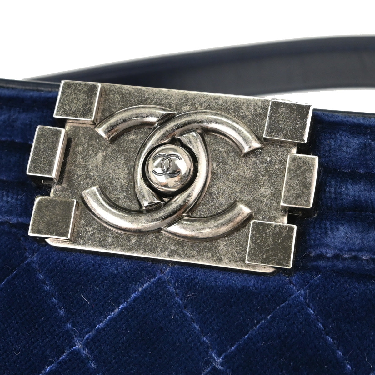 Boy Chanel 2012-2013 Navy Velvet Small Chain Shoulder Bag
