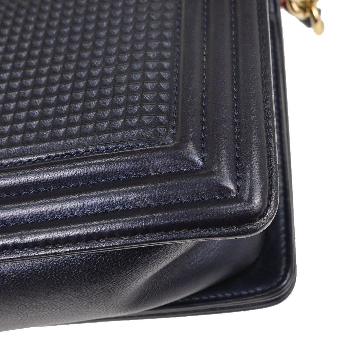 Boy Chanel 2013-2014 Navy Cube Embossed Lambskin Medium Shoulder Bag